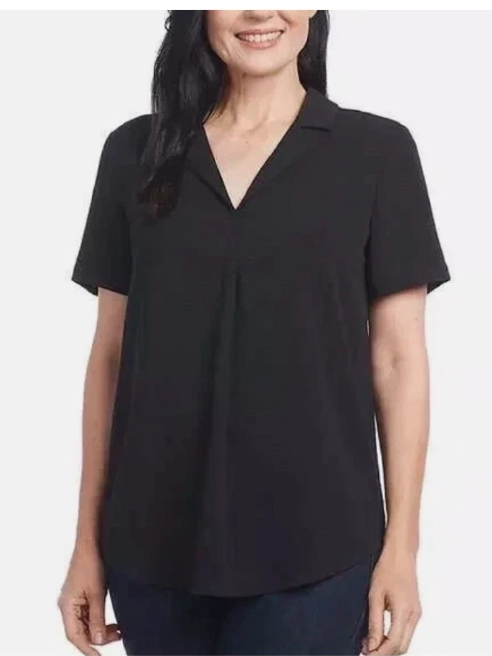 Hilary Radley Women's V-Neck Short Sleeve Blous
